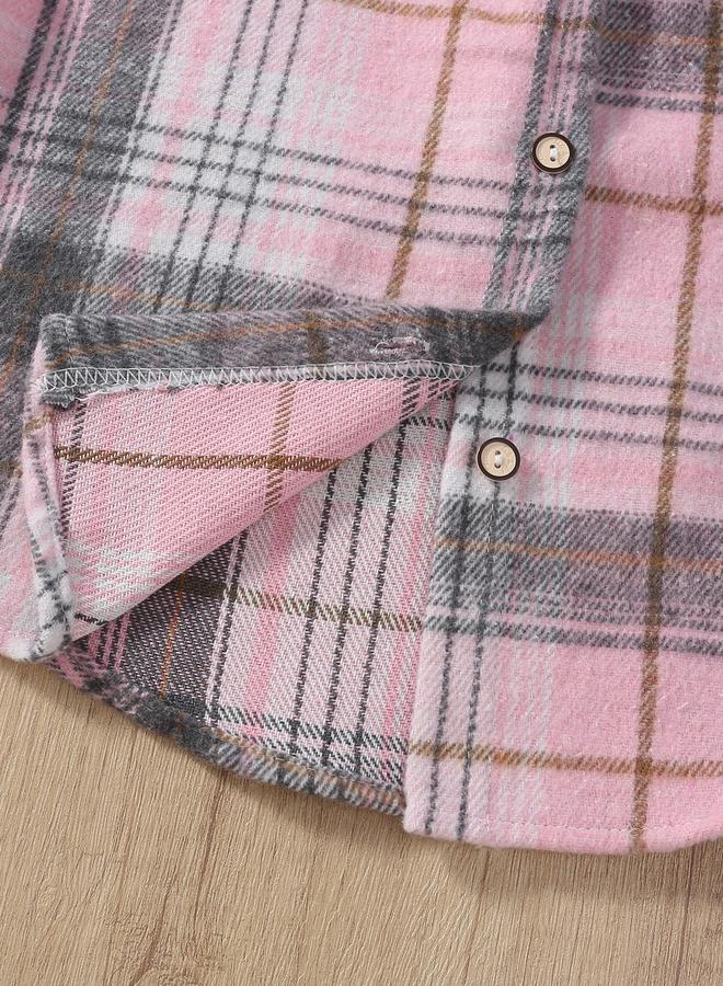 Take Two Girls Checked Pocket Detail Buttoned Jacket - Image 4